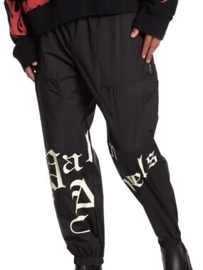 Palm Angels Black Sweatpants with White Gothic Logo